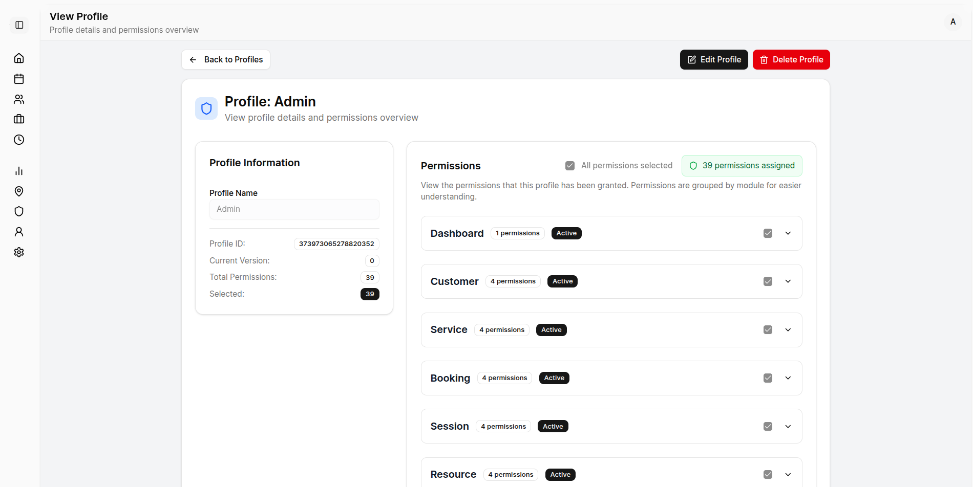 Detailed booking record